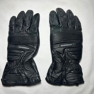 Motoboss Mens XL Black‎ Leather Waterproof Motorcycle Gloves Padded XLARGE